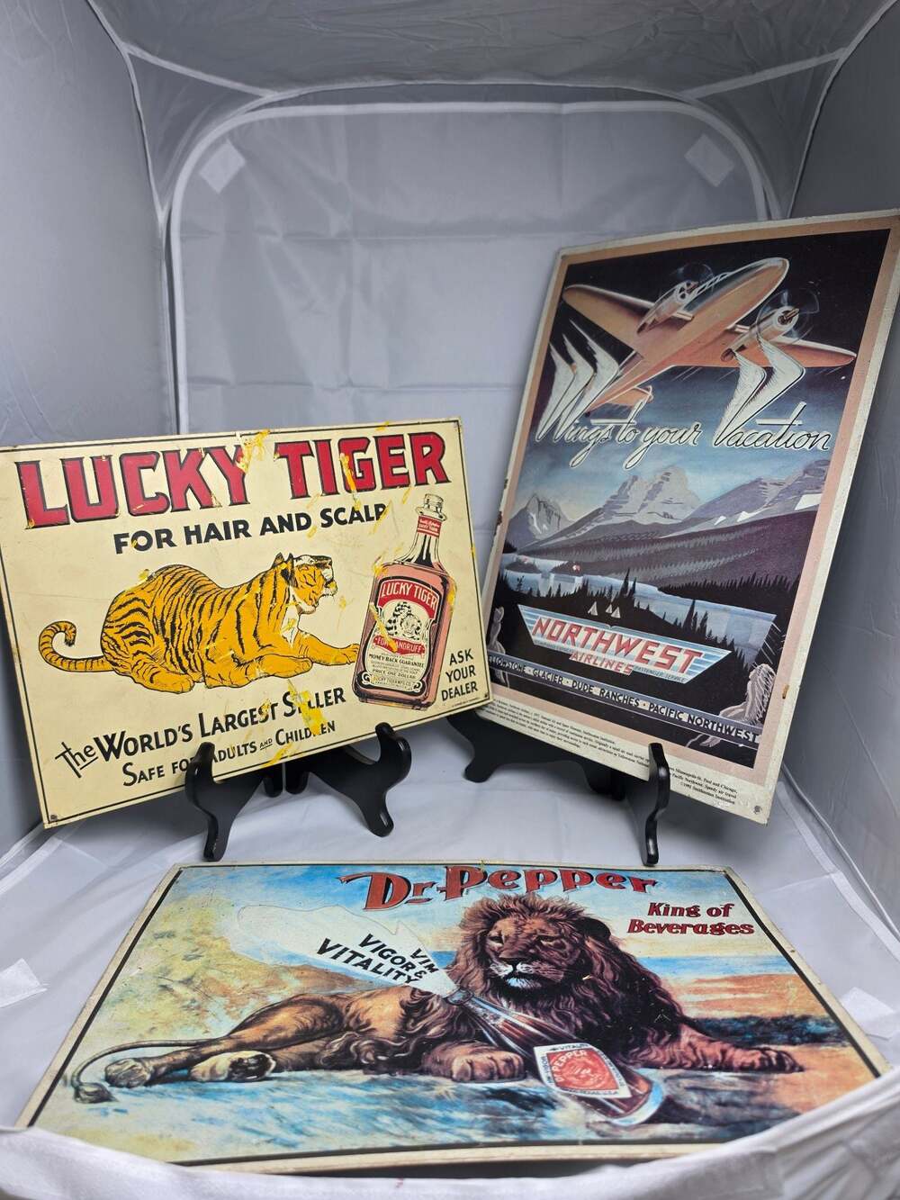 Set of 3 Vintage Style Decorative Metal Advertising Signs